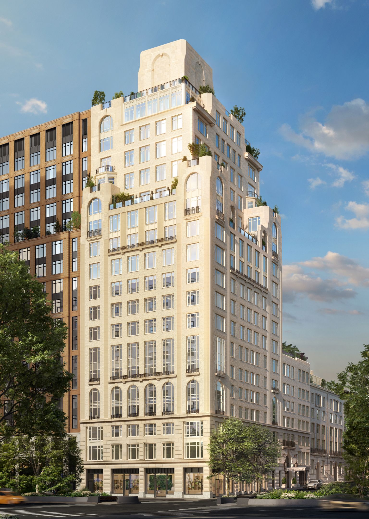 Building exterior of The Henry Residences at 211 West 84th Street, brand new UWS condominiums in Manhattan.