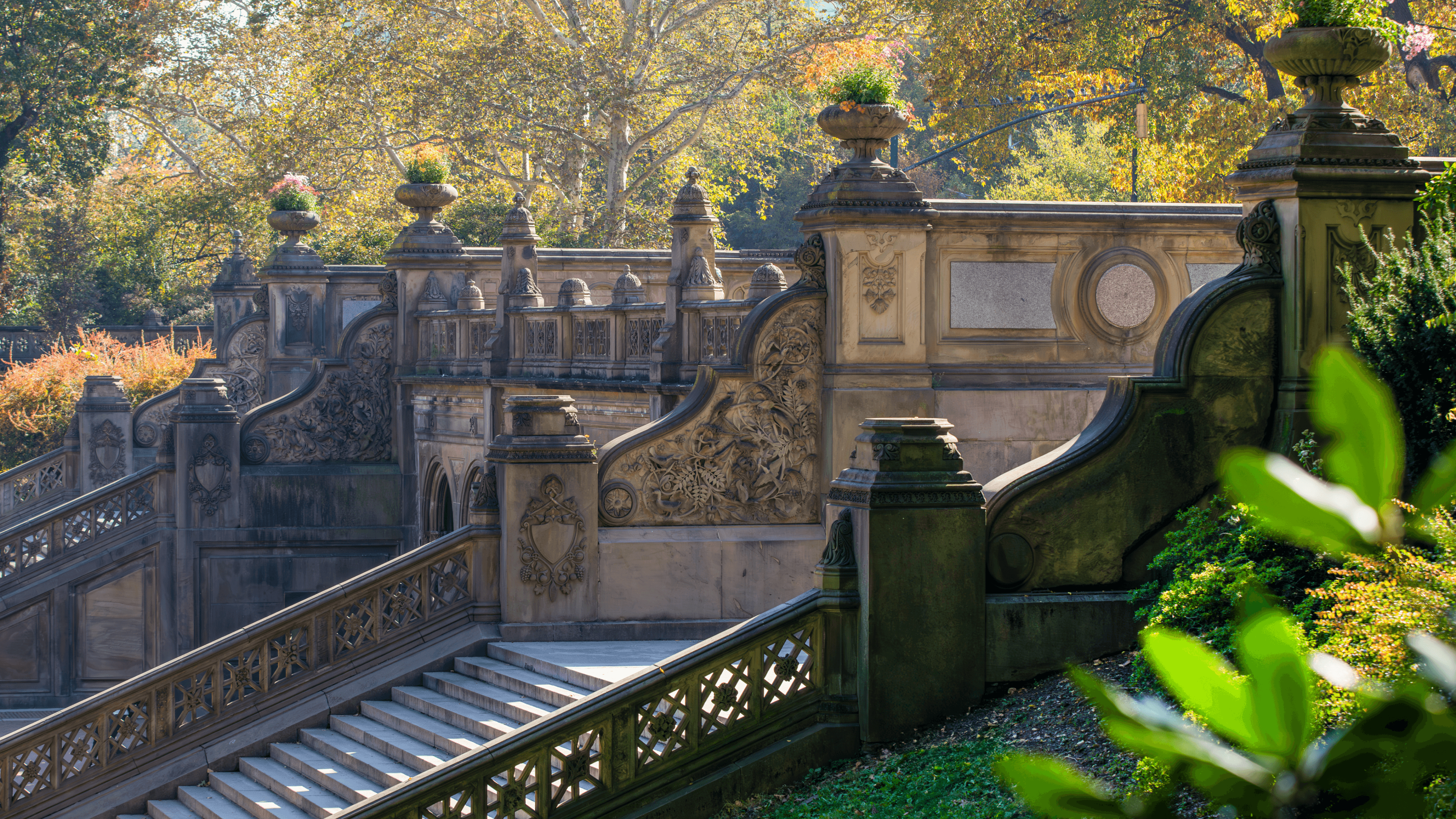 View of Bethesda Terrace in Central Park featuring elegant steps, near The Henry UWS condominiums by Naftali Group.