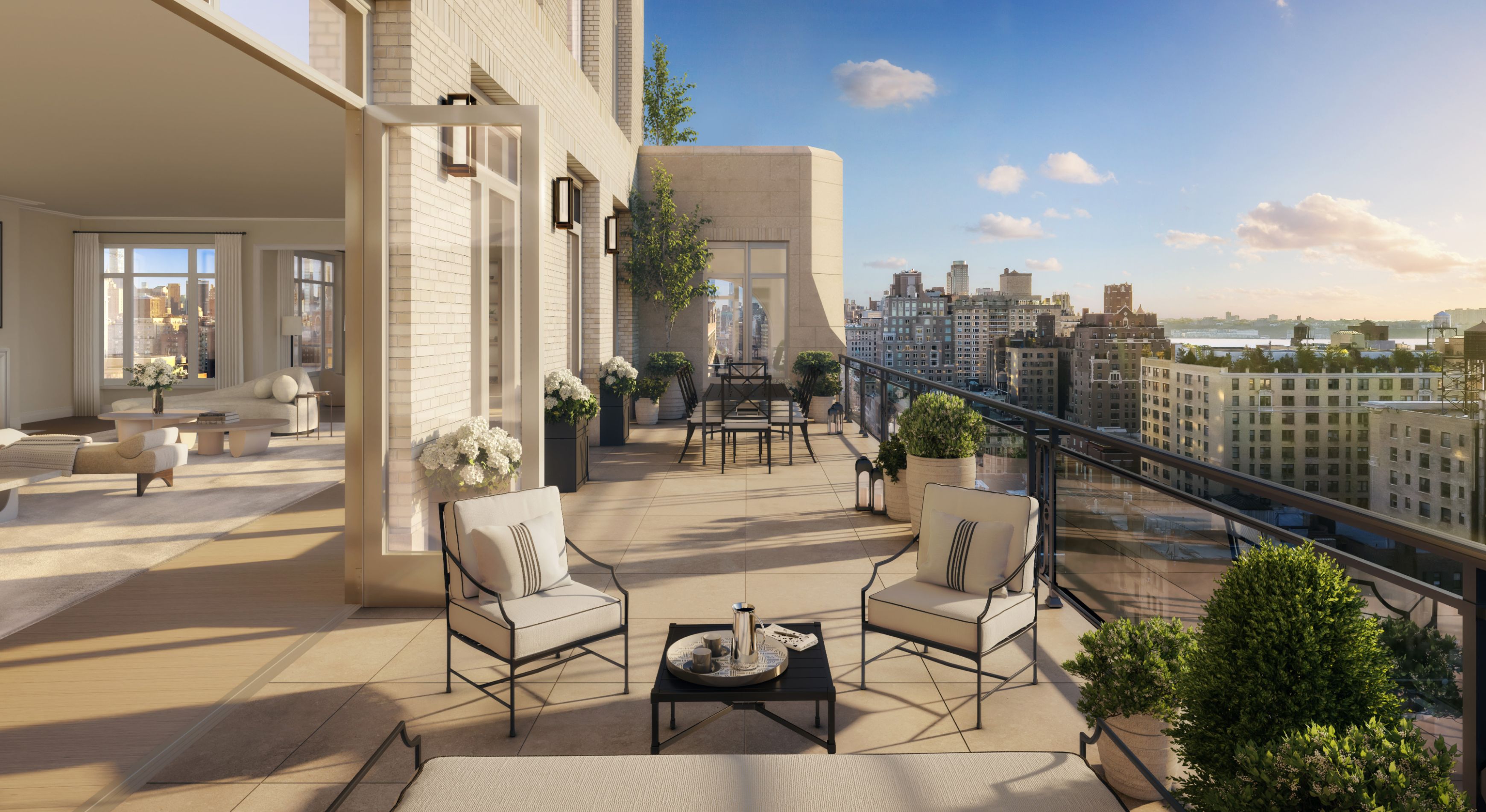 Stylish terrace at The Henry townhouses & penthouses, with stunning views in the Upper West Side, NYC.