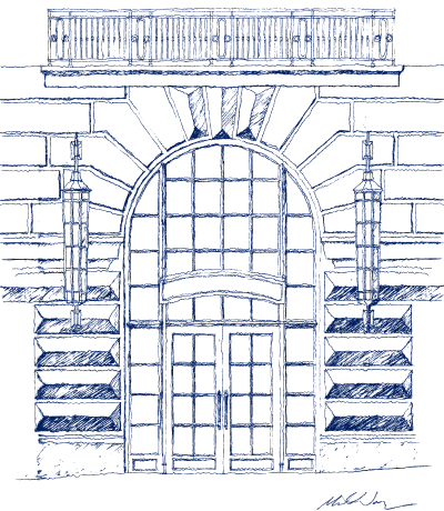 Sketch of entrance architecture by RAMSA at The Henry Residences, UWS new developments by Naftali Group.